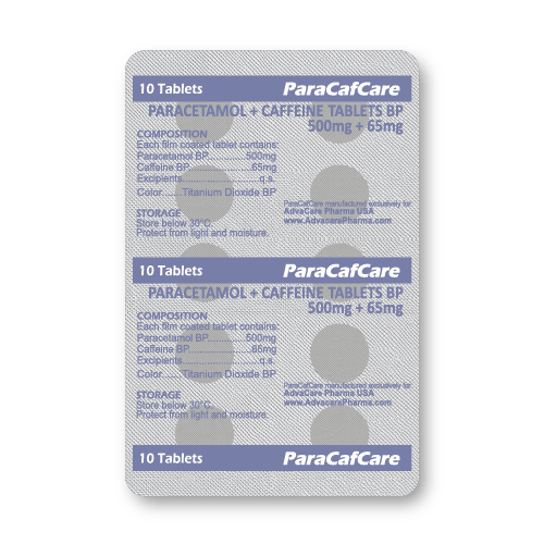 Paracetamol + Caffeine Tablets (blister of 10 tablets)