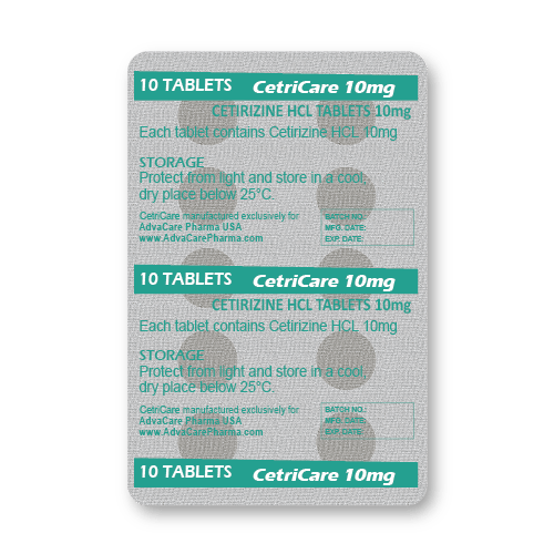 Cetirizine HCL Tablets (blister of 10 tablets)