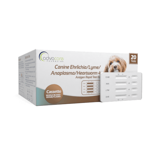 Canine Ehrlichia - Lyme - Anaplasma - Vers du Cœur 4-Combo Kit de Test (boîte de 20 tests de diagnostic)