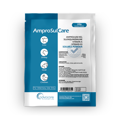 Amprolium HCL + Sulfaquinoxaline + Vitamin A + Vitamin K3 Soluble Powder (1 bag)