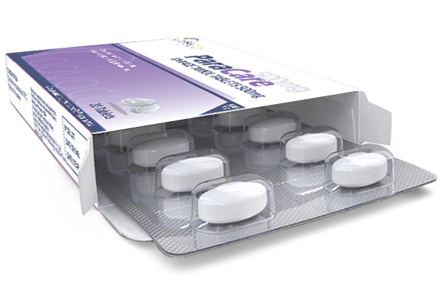 Paracetamol pharmaceutical tablets manufactured by AdvaCare Pharma.
