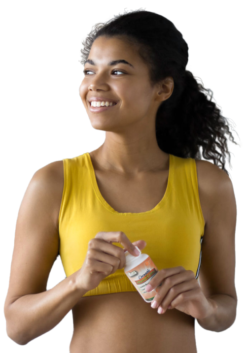 Mujer joven deportiva con suplementos AdvaLife.