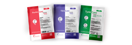 Granulés alimentaires pour animaux infusés de médicaments conditionnés dans des sacs multidosage. Granulés alimentaires pour animaux infusés de médicaments conditionnés dans des sacs multidosage.