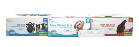 Kits de pruebas de diagnóstico rápido veterinario de AdvaCare Pharma.