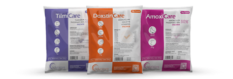Premezclas veterinarias terapéuticas y dietéticas disponibles en sobres y bolsas.