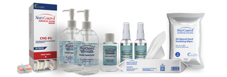 Bouteilles et boîtes de produits médicaux pour la désinfection et l'assainissement. Bouteilles et boîtes de produits médicaux pour la désinfection et l'assainissement.