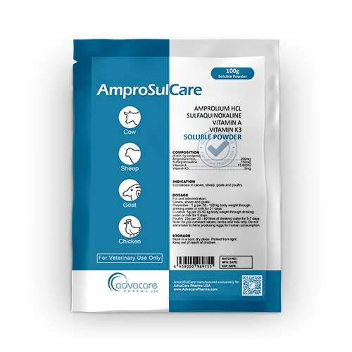 Amprolium HCl + Sulfaquinoxaline + Vitamin A + Vitamin K3 Soluble Powder (1 bag)