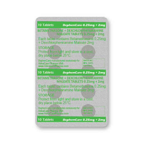 Comprimidos de Betametasona + Maleato de Dexclorfeniramina (blíster de 10 comprimidos)