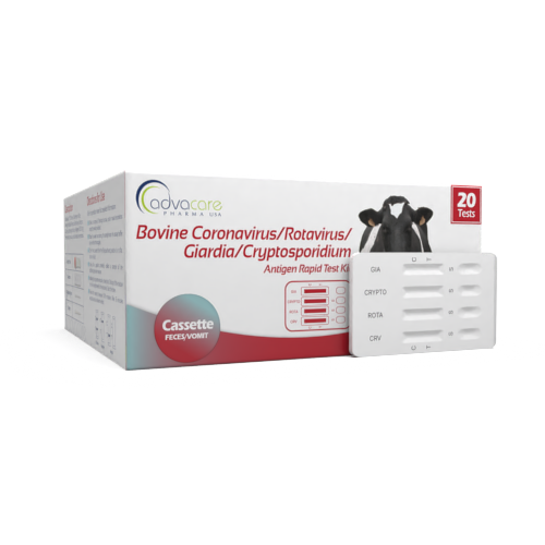 Bovine Coronavirus - Rotavirus - Giardia - Cryptosporidium 4-Combo Test Kit (box of 20 diagnostic tests) Bovine Coronavirus - Rotavirus - Giardia - Cryptosporidium 4-Combo Test Kit (box of 20 diagnostic tests)