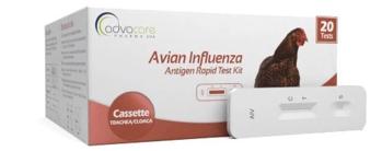 Caja con kit de prueba de influenza aviar