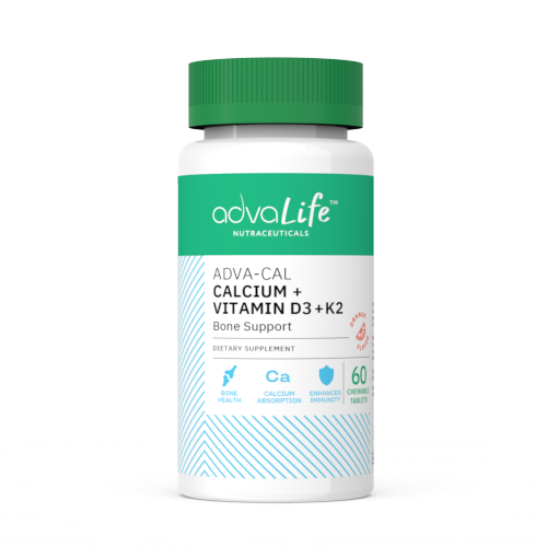 Calcium + D3 + K2 Vitamin Tablets (bottle of 60 chewable tablets)