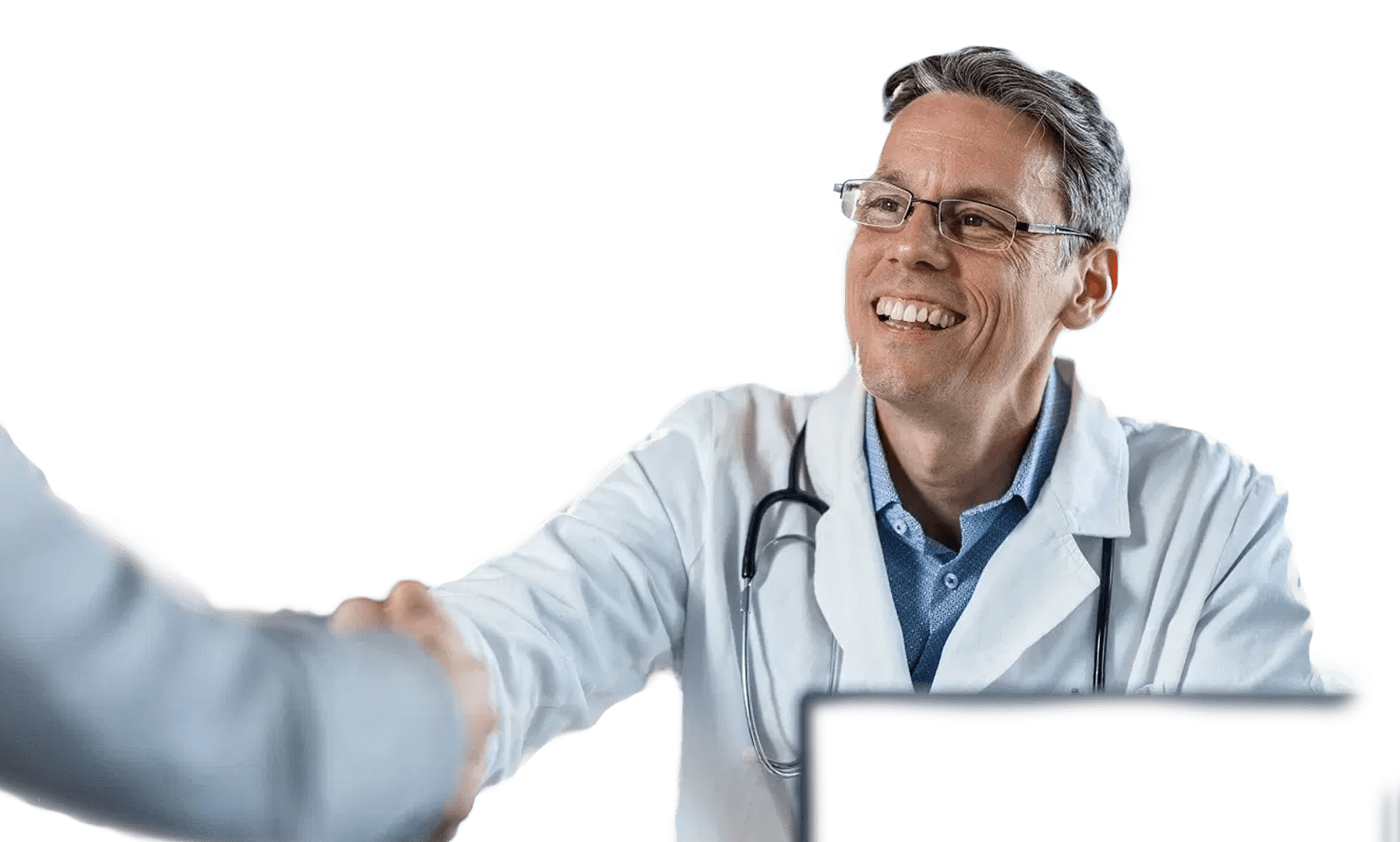 A doctor meeting with a distributor to understand more about our medical products. A doctor meeting with a distributor to understand more about our medical products.