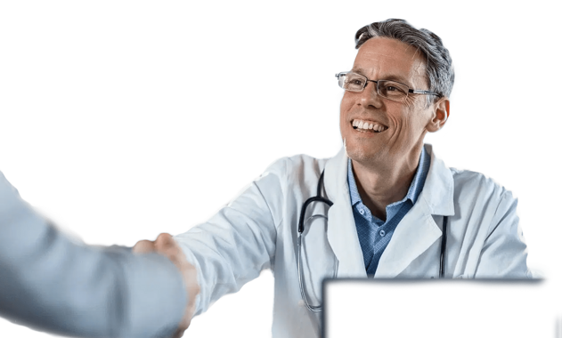 A doctor meeting with a distributor to understand more about our medical products.