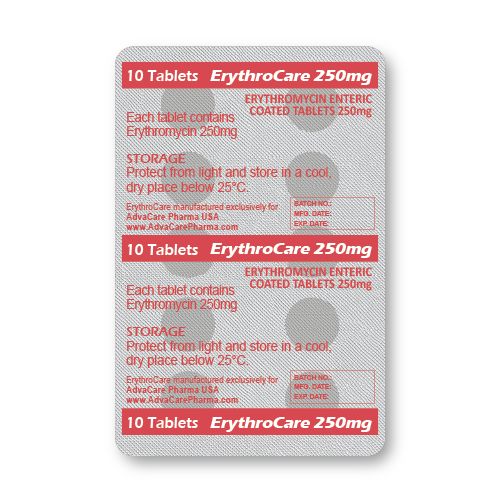 Erythromycin Enteric-Coated Tablets (blister of 10 tablets)