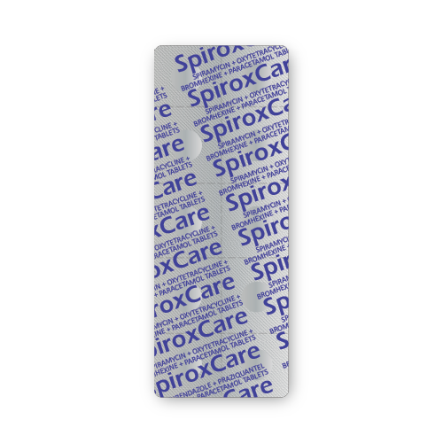 Comprimidos de Espiramicina + Oxitetraciclina + Bromhexina + Paracetamol (blíster de 10 comprimidos)