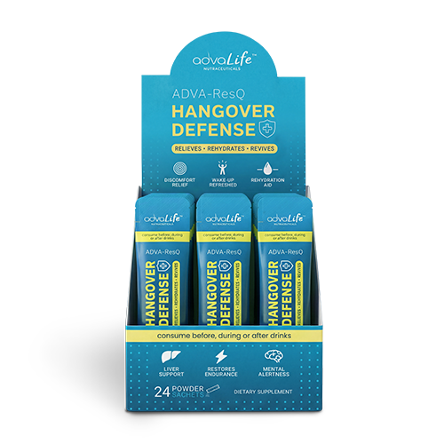 Hangover Supplement (AdvaLife Adva-ResQ retail sachet display box. DHM, NAC and Taurine powder for rapid recovery.) Hangover Supplement (AdvaLife Adva-ResQ retail sachet display box. DHM, NAC and Taurine powder for rapid recovery.)
