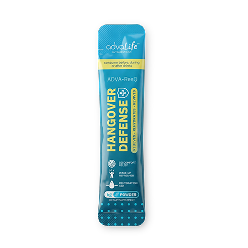 Hangover Supplement (AdvaLife Adva-ResQ single-serve sachet. Concentrated DHM and NAC powder for alcohol metabolism.)