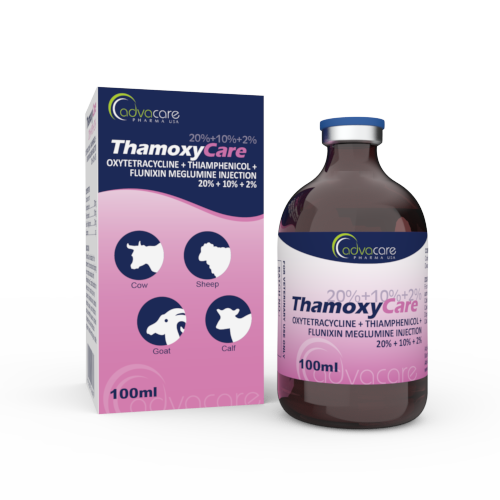 Inyección de Oxitetraciclina + Tiamfenicol + Meglumina Flunixin (1 caja y 1 frasco)
