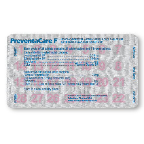Comprimidos de Levonorgestrel + Etinilestradiol (blíster de 28 comprimidos)