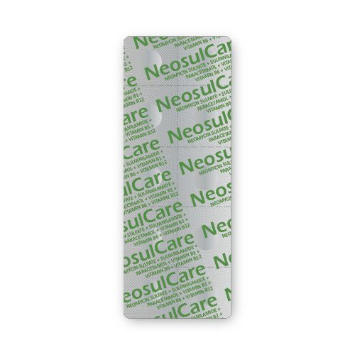 Neomycin Sulfate + Sulfanilamide + Paracetamol + Vitamin B1 + Vitamin B6 + Vitamin B12 Tablets (blister of 10 tablets)