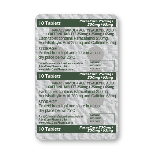 Paracetamol + Acetylsalicylic Acid + Caffeine Tablets (blister of 10 tablets)