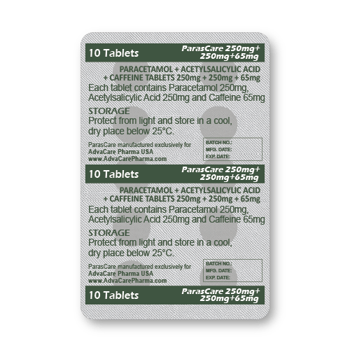 Comprimidos de Paracetamol + Ácido Acetilsalicílico + Cafeína (blíster de 10 comprimidos)