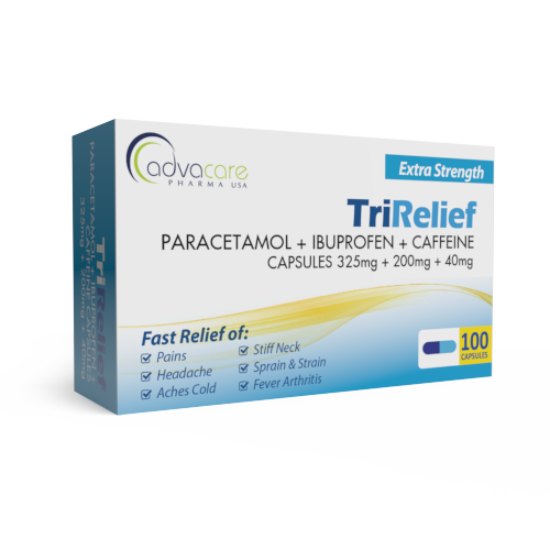 Paracetamol + Ibuprofen + Caffeine Capsules (box of 100 capsules) Paracetamol + Ibuprofen + Caffeine Capsules (box of 100 capsules)