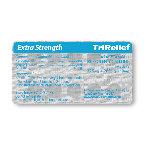 Paracetamol + Ibuprofen + Caffeine Tablets (blister of 10 tablets)