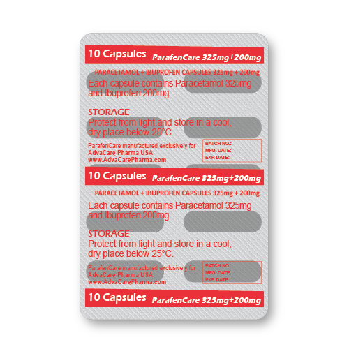 Paracetamol + Ibuprofen Capsules (blister of 10 capsules)