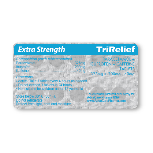 Comprimés de Paracétamol + Ibuprofène + Caféine (blister de 10 comprimés)