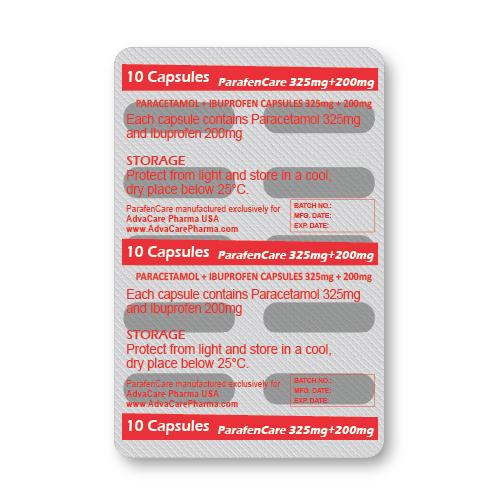 Capsules de Paracétamol + Ibuprofène (blister de 10 capsules)