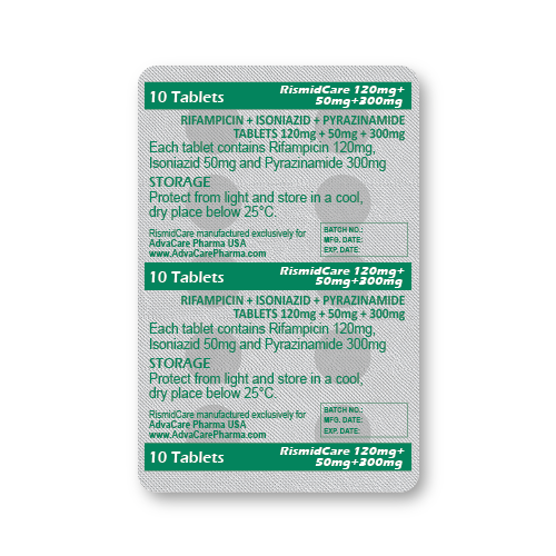 Rifampicin + Isoniazid + Pyrazinamide Tablets (blister of 10 tablets) Rifampicin + Isoniazid + Pyrazinamide Tablets (blister of 10 tablets)