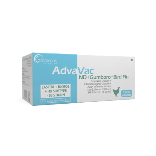 Vacuna contra la Enfermedad de Newcastle + Enfermedad de Bursa Infecciosa + Influenza Aviar (caja de 1 vial)