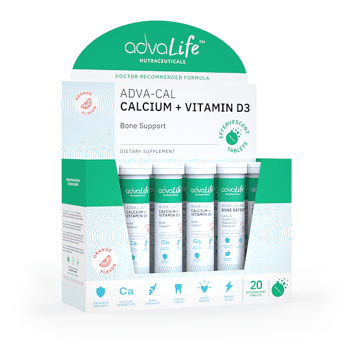 Calcium + Vitamin D3 Effervescent Tablets (box of 12 tubes)