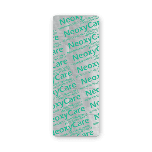 Comprimidos de Sulfato de Neomicina + Oxitetraciclina + Amoxicilina (blíster de 10 comprimidos)