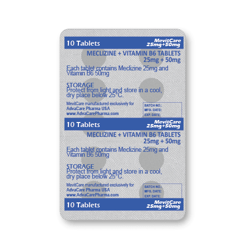 Comprimidos de Meclizina + Vitamina B6 (blíster de 10 comprimidos)