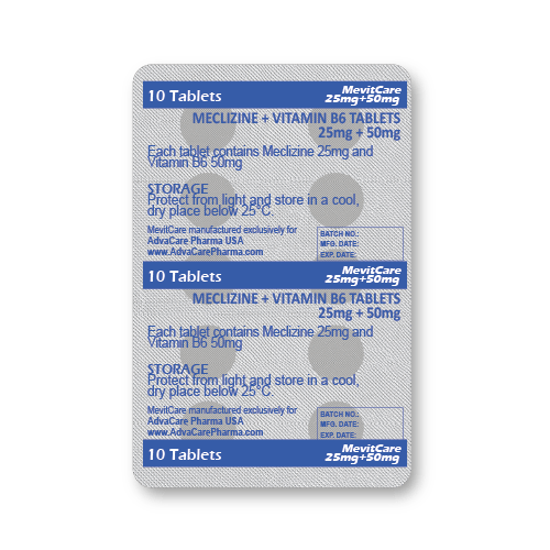 Comprimidos de Meclizina + Vitamina B6 (blíster de 10 comprimidos)