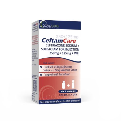 Ceftriaxona + Sulbactam para Inyección (caja de 1 frasco y 1 ampolla de WFI)