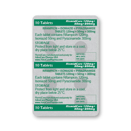 Rifampicin + Isoniazid + Pyrazinamide Tablets (blister of 10 tablets)