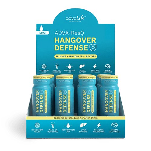 Boisson Post-Alcool (AdvaLife Adva-ResQ, lot de 12. Mélange hautement dosé de DHM et de NAC pour une hydratation rapide et une aide à la récupération.)