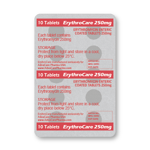 Erythromycin Enteric-Coated Tablets (blister of 10 tablets)