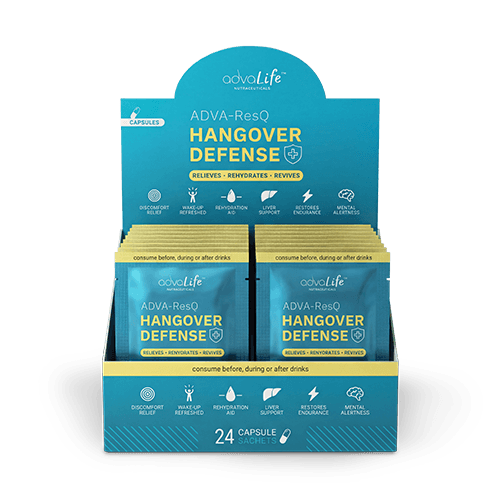 Hangover Pill (AdvaLife Adva-ResQ bulk 24-pack sachet box. Powerful DHM and NAC blend for rapid liver health support.)