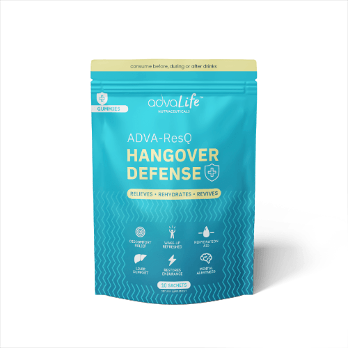 Gommes contre la Gueule de Bois (Pochette refermable AdvaLife Adva-ResQ avec 10 sachets. Gommes de DHM et de NAC en vrac pour le métabolisme de l'alcool.)