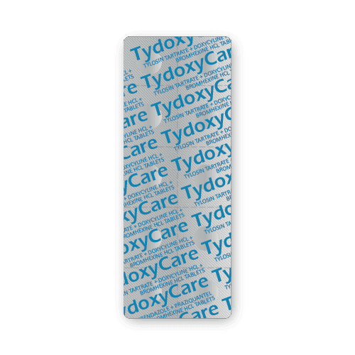 Comprimidos de Tartrato de Tilosina + Doxiciclina HCl + Bromhexina HCl (blíster de 10 comprimidos)