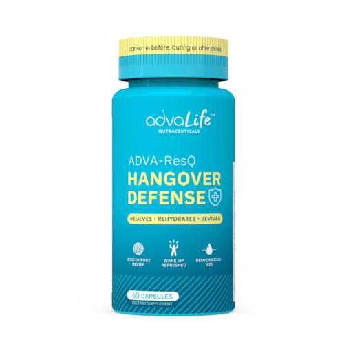 Comprimido Resaca (AdvaLife Adva-ResQ frasco de 60 cápsulas. Fórmula de DHM y NAC de alta potencia para favorecer el metabolismo del alcohol.)