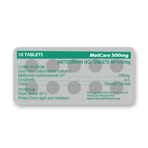 Metformin HCL Tablets (blister of 10 tablets)