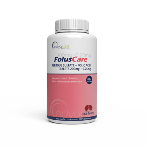 Ferrous Sulfate + Folic Acid Tablets (bottle of 1000 tablets)