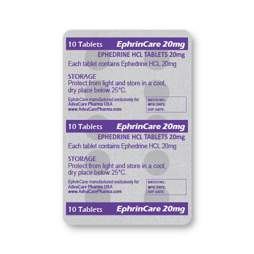Ephedrine HCl Tablets (blister of 10 tablets)