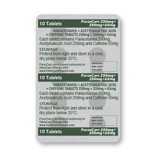 Paracétamol + Acide Acétylsalicylique + Caféine Comprimés (plaquette de 10 comprimés)