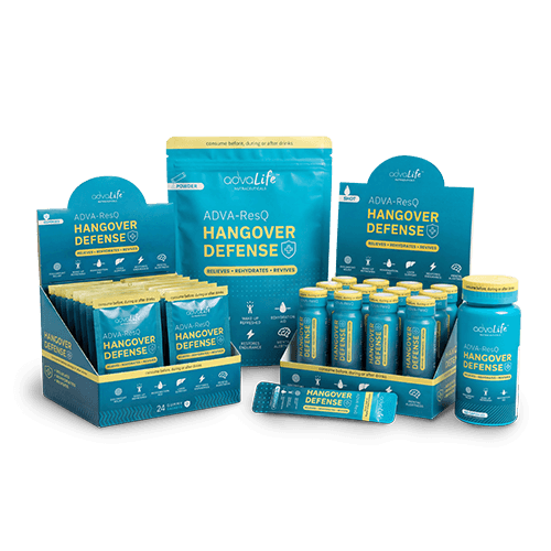 Suplemento para la Resaca (Comprimido AdvaLife Adva-ResQ, bebida, Formatos en gomitas y en polvo con DHM y NAC para la prevención de la resaca.)